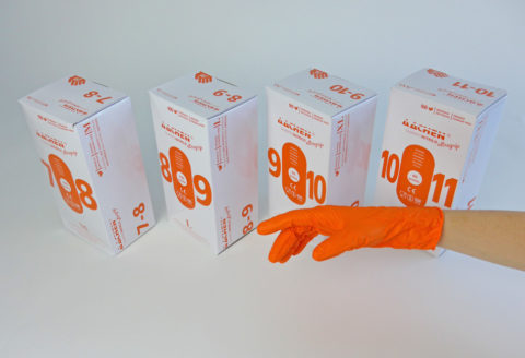 Guantes desechables de nitrilo de color naranja - Aachen UltraGrip