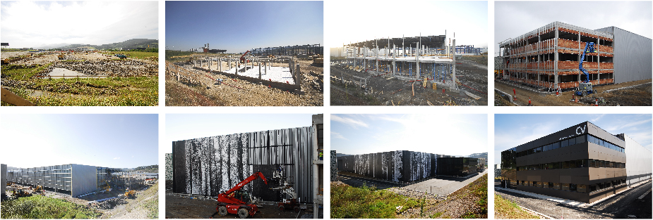 Evolution of the works of the pavilion of the current headquarters of CV Protection, in Amorebieta