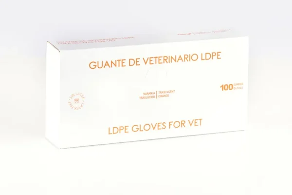 Guante de PE extra largo naranja traslúcido - Imagen 2